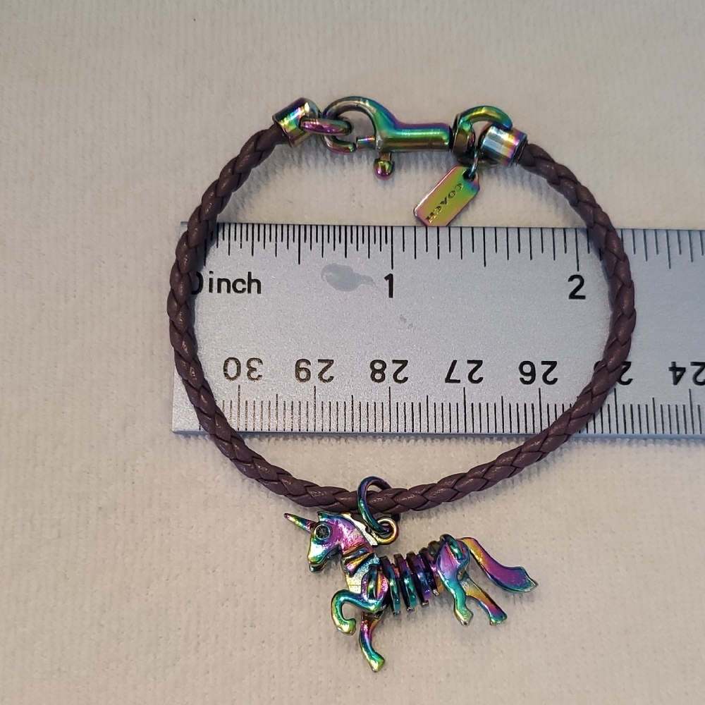Coach Rainbow Unicorn Braided Leather Friendship Bracelet - Picture 4 of 5